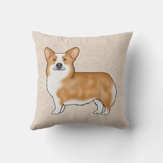 赤と白ペンブロークウェルシュコーギーかわいい犬のデザイン クッション (裏面)