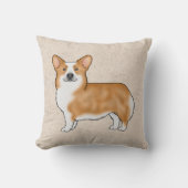 赤と白ペンブロークウェルシュコーギーかわいい犬のデザイン クッション (正面)