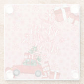 赤と白メリークリスマスカーツリープレゼント ガラスコースター (裏面)