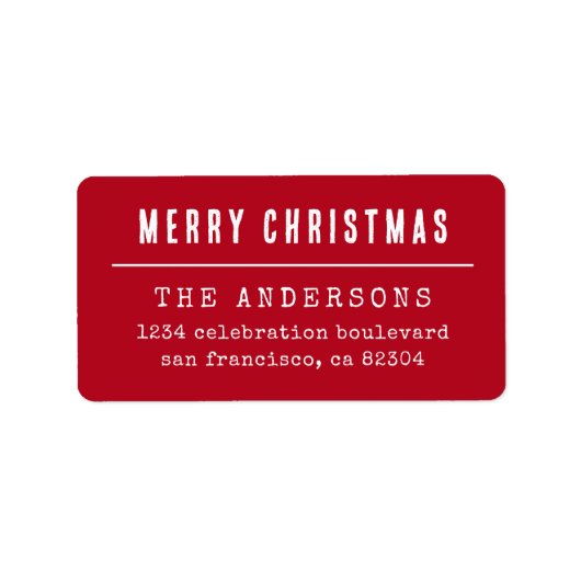 赤と白メリークリスマスファミリー差出人住所 ラベル (正面)
