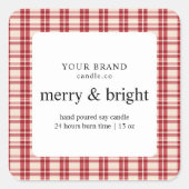 赤と白メリー明るいロウソク スクエアシール (正面)