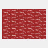 赤と白モダンのクリスマスツリー ラッピングペーパーシート (正面)