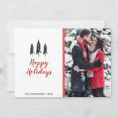 赤と白モダンの水玉模様常緑クリスマス シーズンカード (正面)