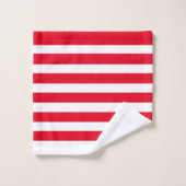 赤と白モダンストライプストライプの バスタオルセット (ウォッシュタオル)