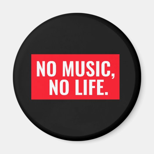 赤と白モダンデザイン無音楽No Life マグネット (正面)
