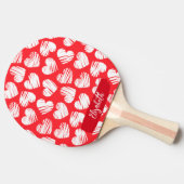 赤と白モダンハート名 卓球ラケット (横)