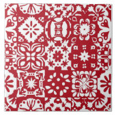 赤と白モダンメキシコのポルトガル語ホームデコール タイル (正面)