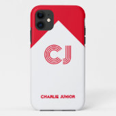 赤と白モノグラムのイニシャル Case-Mate iPhoneケース (裏面)