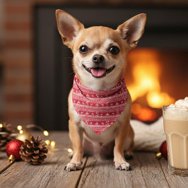 赤と白モノグラムのクリスマス バンダナ