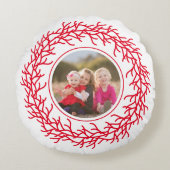 赤と白リース写真 ラウンドクッション (正面)