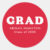 赤と白レトロタイポグラフィ卒業 ラウンドシール (正面)