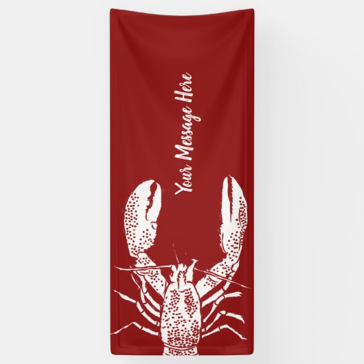 赤と白ロブスターパーソナライズされた 横断幕 (縦)