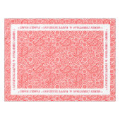 赤と白ヴィンテージペイズリーパターン テーブルクロス (正面(横))