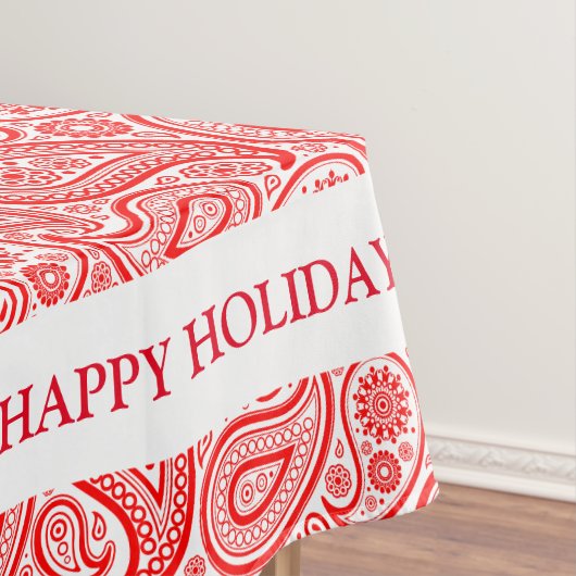 赤と白ヴィンテージペイズリーパターン テーブルクロス (インサイチュ)