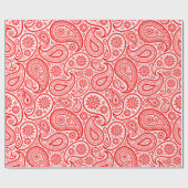 赤と白ヴィンテージペイズリーパターン ラッピングペーパー (フラット)