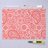 赤と白ヴィンテージペイズリーパターン 薄葉紙 (クラフト)