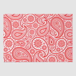 赤と白ヴィンテージペイズリーパターン 薄葉紙