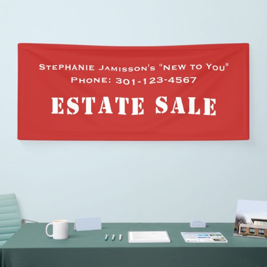 赤と白不動産販売会社ジャンボ 横断幕 (トレードショー)