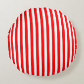 赤と白中サイズストライプ ラウンドクッション (正面)