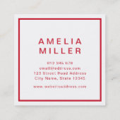 赤と白企業のモダンプロフェッショナル スクエア名刺 (裏面)