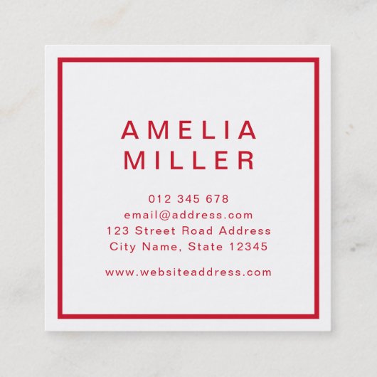 赤と白企業のモダンプロフェッショナル スクエア名刺 (裏面)