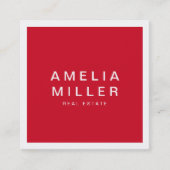 赤と白企業のモダンプロフェッショナル スクエア名刺 (正面)