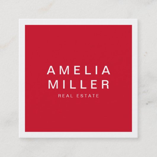 赤と白企業のモダンプロフェッショナル スクエア名刺 (正面)