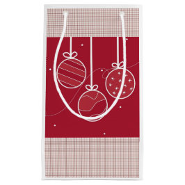 赤と白休日の装飾 スモールペーパーバッグ