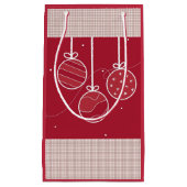 赤と白休日の装飾 スモールペーパーバッグ (正面)