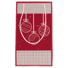 赤と白休日の装飾 スモールペーパーバッグ