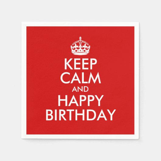 赤と白保ハッピーバースデー スタンダードカクテルナプキン (正面)