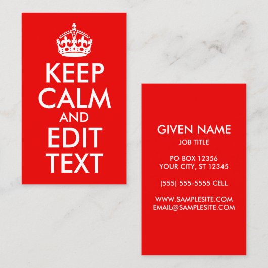 赤と白保CalmおよびEdit文字 名刺 (正面/裏面)