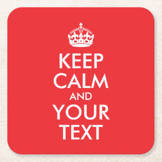 赤と白保CalmとYour Text スクエアペーパーコースター