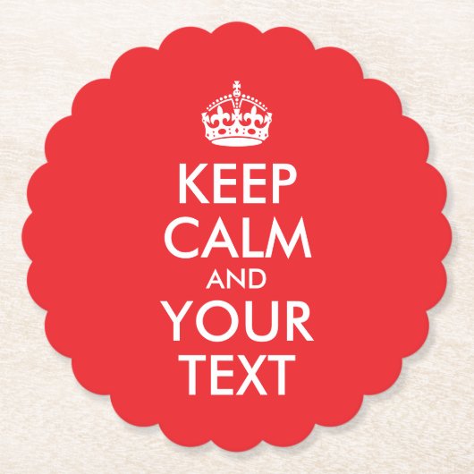 赤と白保CalmとYour Text ペーパーコースター (正面)