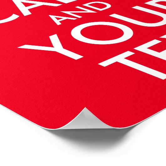 赤と白保CalmとYour Text ポスター (角)