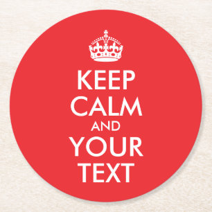 赤と白保CalmとYour Text ラウンドペーパーコースター