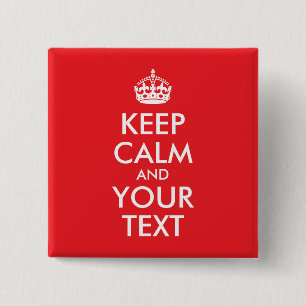 赤と白保CalmとYour Text 缶バッジ