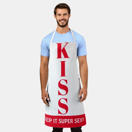 赤と白保Itすごい Sexyキス エプロン (着用した状態)