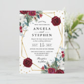 赤と白冬の花金ゴールド結婚枠 招待状 (スタンド正面)