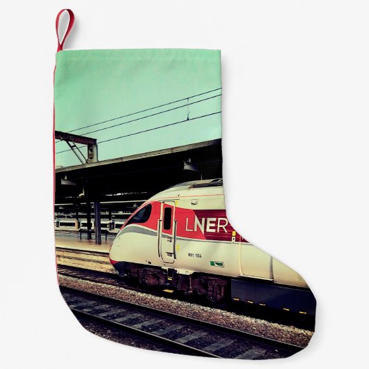 赤と白列車 スモールクリスマスストッキング (正面)