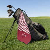 赤と白千鳥格子の模様 ゴルフタオル (グリーン)