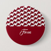 赤と白千鳥格子の模様 缶バッジ (正面)