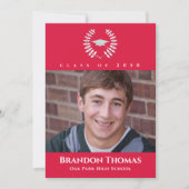 赤と白卒業写真クラシック 招待状 (正面)