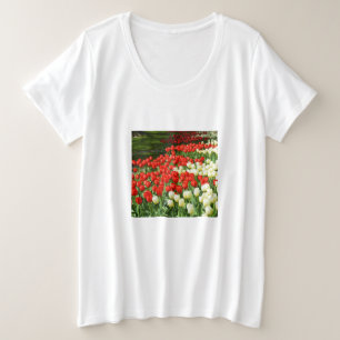 赤と白口 プラスサイズTシャツ