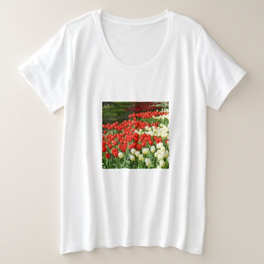 赤と白口 プラスサイズTシャツ (デザイン正面)