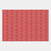 赤と白名前とイニシャル ラッピングペーパーシート (正面)