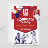 赤と白図解入りの、写真付きの生誕会 招待状 (正面)