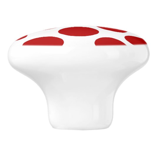 赤と白大きいレトロの点- セラミックノブ (側面)