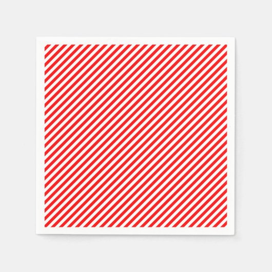赤と白小サイズ斜めストライプ紙 スタンダードカクテルナプキン (正面)