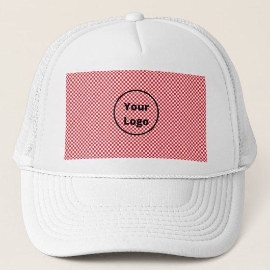 赤と白市松模様に板パターン キャップ (正面)